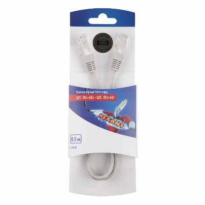 Патч-корд U/UTP RJ45-RJ45, CAT 5e, PVC, серый, 0,5м (06-3201)