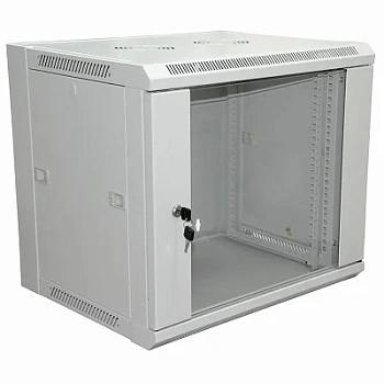 Шкаф настенный 19" 15U 600×450×770мм (ШxГxВ) - передняя дверь стекло, боковые стенки съемные (разобранный) RAL 7035 PRO (04-2203)